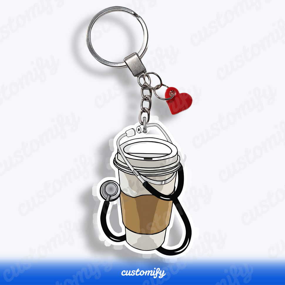 a steaming cup of coffee and a professional stethoscope
